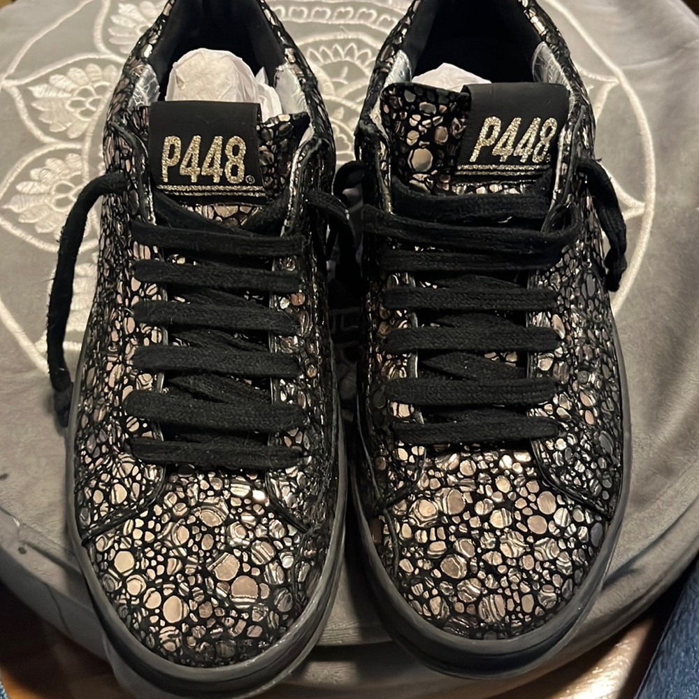 Black & Gold P448 Sneakers Sz 35